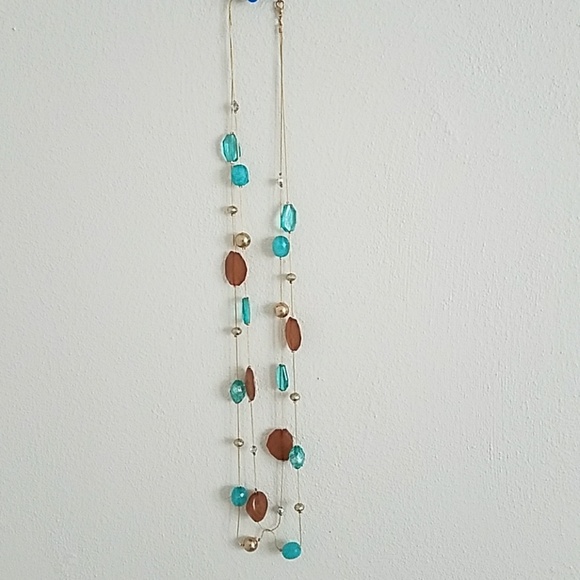 Teal & Brown Long Necklace - Picture 2 of 3